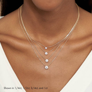 Collier avec diamant solitaire rond F/VS de 0,25 CT à 1,0 CT cultivé en laboratoire