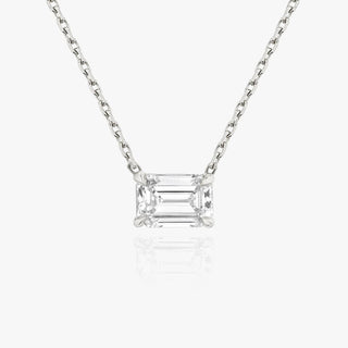 Collier avec diamant solitaire émeraude de 0,25 CT à 1,0 CT F/VS cultivé en laboratoire