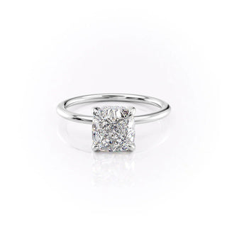 1.0 -3.50 CT Cushion CVD Diamond Hidden Halo Engagement Ring