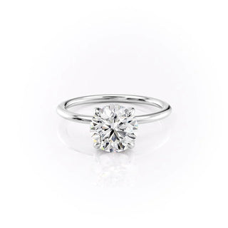 Bague de fiançailles avec halo caché en diamant rond CVD de 1,0 à 3,0 ct