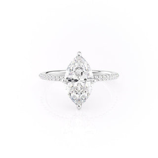 1.58 CT Marquise Cut Hidden Halo Pave Setting Moissanite Engagement Ring