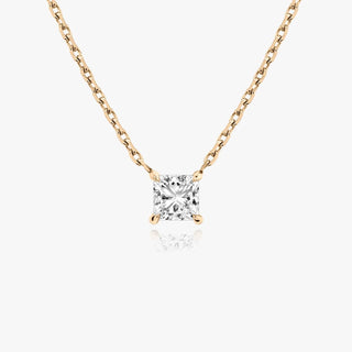 Collier avec diamant solitaire princesse F/VS de 0,25 CT à 1,0 CT cultivé en laboratoire