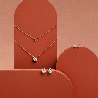 Collier avec diamant solitaire rond de 0,10 CT à 1,0 CT F/VS cultivé en laboratoire