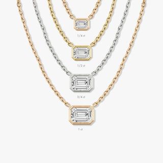 Collier avec solitaire en émeraude de 0,25 CT à 1,0 CT F/VS et diamants cultivés en laboratoire