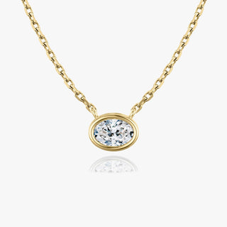 0.25 CT-1.0 CT Oval Bezel Solitaire F/VS Lab Grown Diamond Necklace