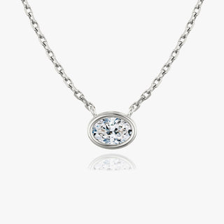 0.25 CT-1.0 CT Oval Bezel Solitaire F/VS Lab Grown Diamond Necklace