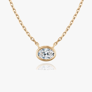 0.25 CT-1.0 CT Oval Bezel Solitaire F/VS Lab Grown Diamond Necklace