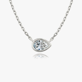 0.25 CT-1.0 CT Pear Bezel Solitaire F/VS Lab Grown Diamond Necklace