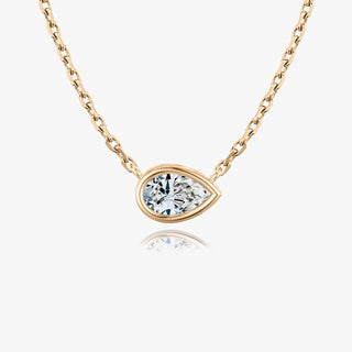 0.25 CT-1.0 CT Pear Bezel Solitaire F/VS Lab Grown Diamond Necklace