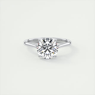 2CT Round Four Prong Moissanite Diamond Solitaire Engagement Ring In 14K White Gold