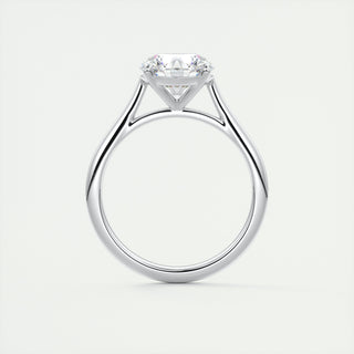 Bague de fiançailles solitaire en or blanc 14 carats avec diamant moissanite rond à quatre griffes 2 carats