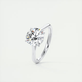 2CT Round Four Prong Moissanite Diamond Solitaire Engagement Ring In 14K White Gold