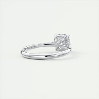 Bague de fiançailles solitaire en or blanc 18 carats avec diamant moissanite coussin 2 carats