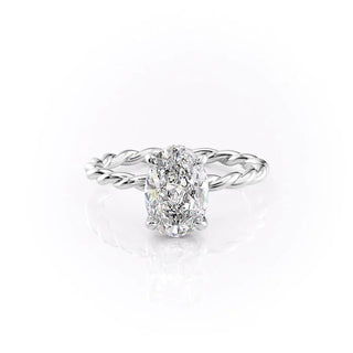 1.50-3.50 CT Oval CVD Diamond Hidden Halo Engagement Ring