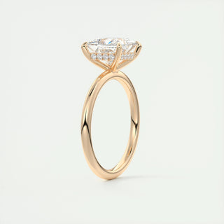 Anillo de compromiso de diamantes princesa de 1,0 a 3,0 ct con engaste de halo oculto