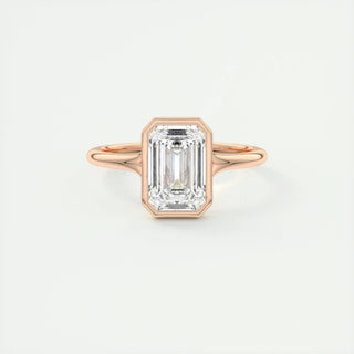 Bague de fiançailles avec lunette en moissanite en forme d'émeraude de 2,03 ct