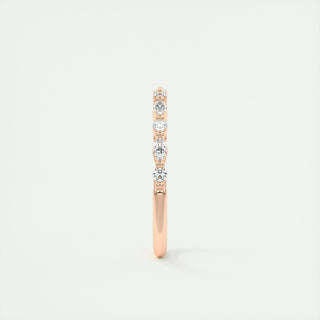 0.32 TCW Marquise & Round CVD Diamond Bubble Prongs Wedding Band