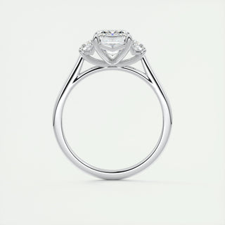 1.91 CT Emerald Cut Three Stone Moissanite Engagement Ring