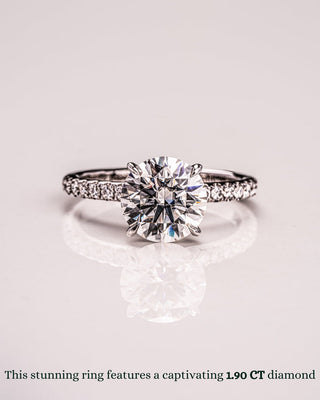 1.0 - 2.50  CT Round  CVD Diamond Pave Setting Engagement Ring