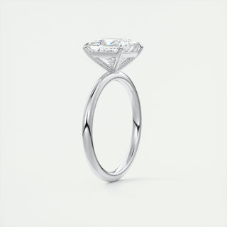 Bague de fiançailles solitaire en diamant et moissanite princesse 2 carats