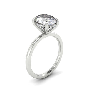 2.72 CT Oval Solitaire Hidden Halo Moissanite Engagement Ring