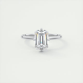 2CT Four Prong Emerald Cut Moissanite Diamond Solitaire Engagement Ring