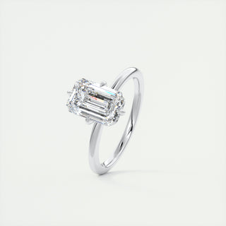 2CT Four Prong Emerald Cut Moissanite Diamond Solitaire Engagement Ring