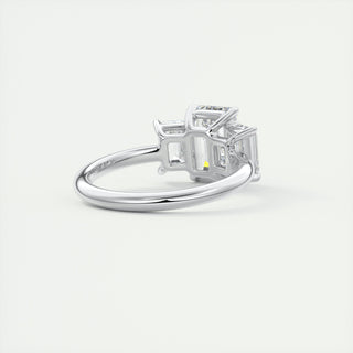 2CT Emerald Cut Three Stone Moissanite Diamond Engagement Ring