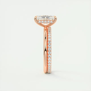 Anillo de compromiso con diamantes Radiant F-VS1 de 1,0 CT a 3,0 CT con engaste de halo oculto