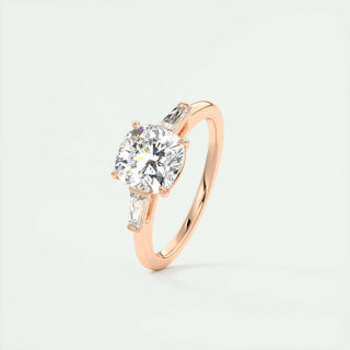 2.15 CT Cushion Cut Three Stone Moissanite Engagement Ring