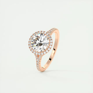 1.0-3.0 ct Round Diamond Engagement Ring With Halo & Pave Setting