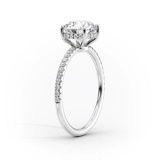 Anillo de compromiso con halo oculto de diamantes CVD E/VS1 ovalados de 1,50 CT a 3,50 CT con engaste pavé