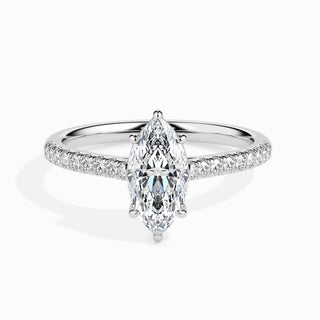 Bague de fiançailles pavée de diamants Marquise F-VS de 1,0 ct