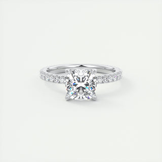 2 CT Cushion Cut Diamond Moissanite Pave Halo Engagement Ring - ELITE CARAT