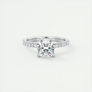 2.15 CT Cushion Cut Solitaire Pave Moissanite Engagement Ring