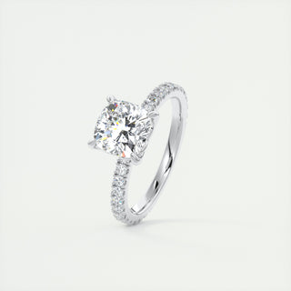 2 CT Cushion Cut Diamond Moissanite Pave Halo Engagement Ring - ELITE CARAT