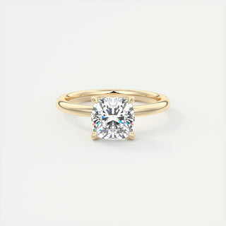 2CT Cushion Lotus Prong Moissanite Diamond Solitaire Engagement Ring