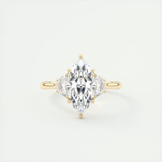 1.85CT 3 Stone Marquise Cut Moissanite Engagement Ring - ELITE CARAT