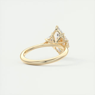 2.0CT Three Stone Marquise Moissanite Diamond Engagement Ring In 18K Yellow Gold