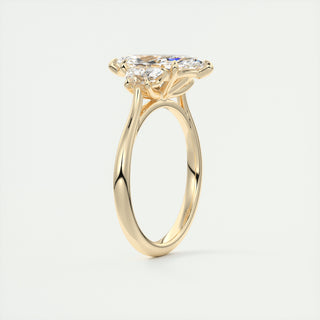 2.0CT Three Stone Marquise Moissanite Diamond Engagement Ring In 18K Yellow Gold