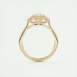 2.0CT Three Stone Marquise Moissanite Diamond Engagement Ring In 18K Yellow Gold