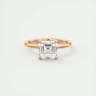 Anillo de compromiso con solitario de diamantes Asscher de 1,0-3,0 ct