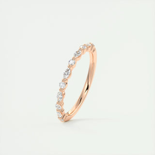 0.32 CT Marquise & Round EF- VVS Diamond Half Eternity Wedding Band