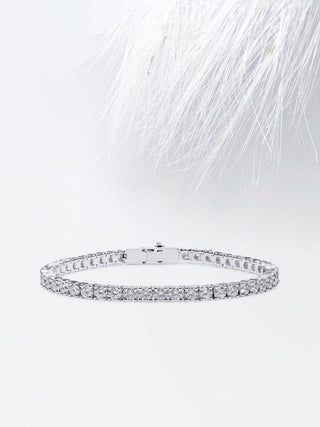 Round Cut Moissanite Diamond Tennis Bracelet in White Gold for Women