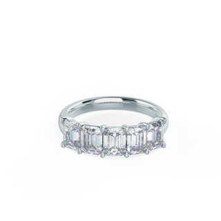 Alliance de mariage à cinq pierres en moissanite taille émeraude de 1,0 ct 