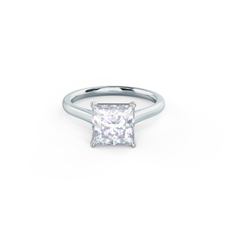 1.0ct Princess Cut Four Prong Moissanite Diamond Trellis Solitaire Engagement Ring