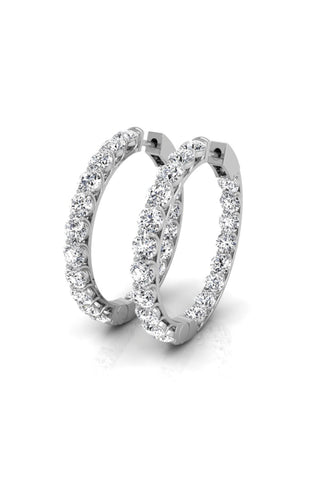 Round Cut Moissanite Hoop Diamond Earrings for Women