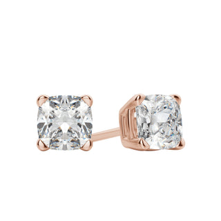 0.50-1.0 TCW Cushion Shaped Moissanite Solitaire Stud Earrings