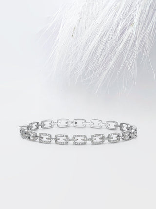 Pulsera de eslabones de cadena de diamantes redondos de 0,74 ct y moissanita para mujer