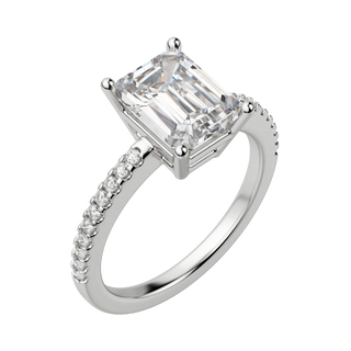 Bague de fiançailles solitaire en émeraude et moissanite de 2,30 ct avec sertissage pavé